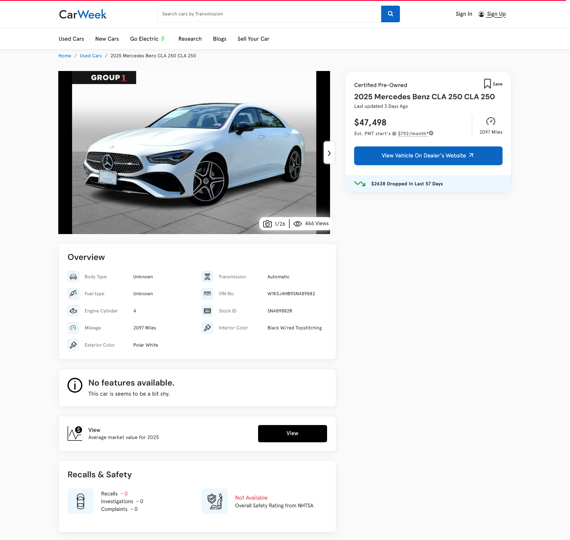 Vehicle Details View